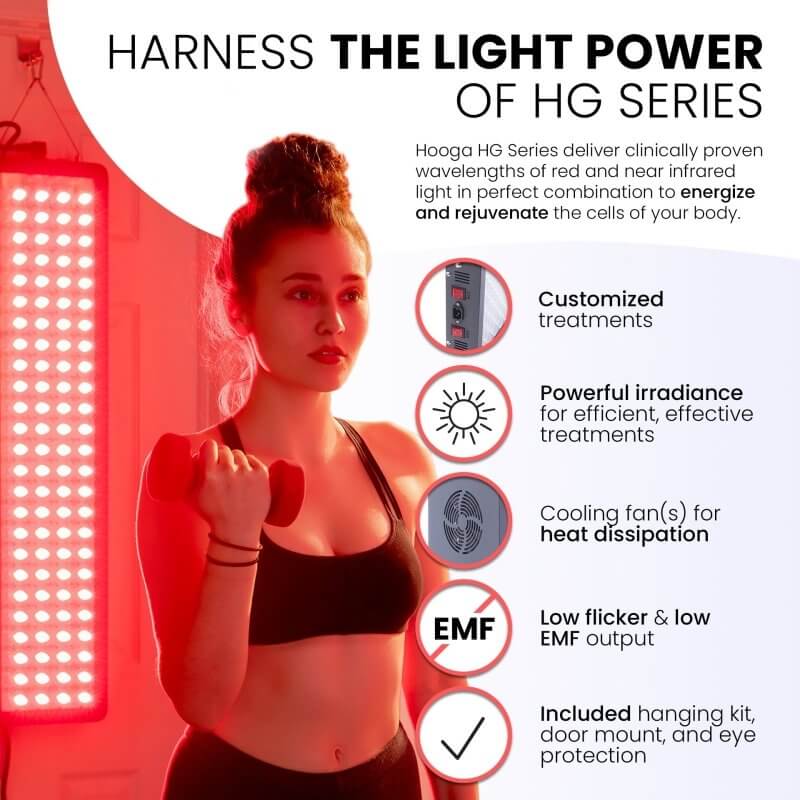 Hooga HG1000 Red Light Therapy Device - woman using a dumbell