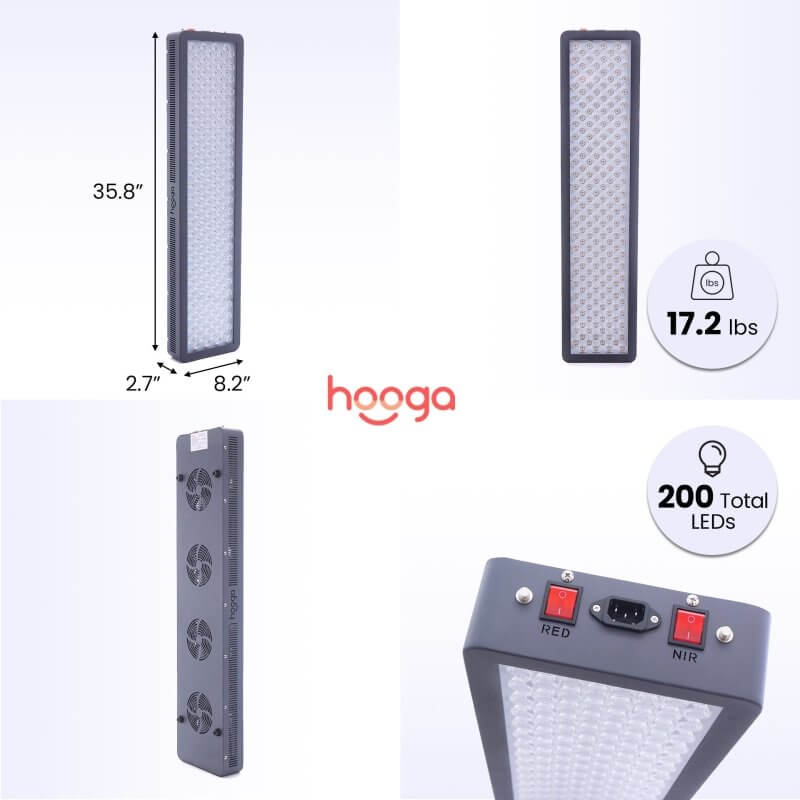 Hooga HG1000 Red Light Therapy Device - different angles of the long light panel