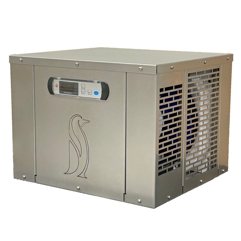 Ice Barrel & Penguin Chiller Bundle - a grey metal box with a penguin logo