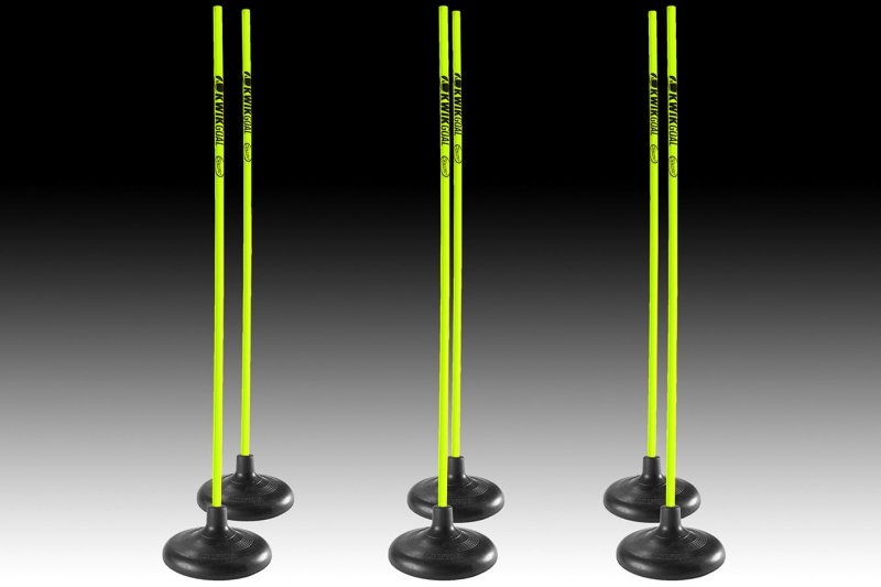 Kwik Goal Premier Coaching Sticks - green with holder