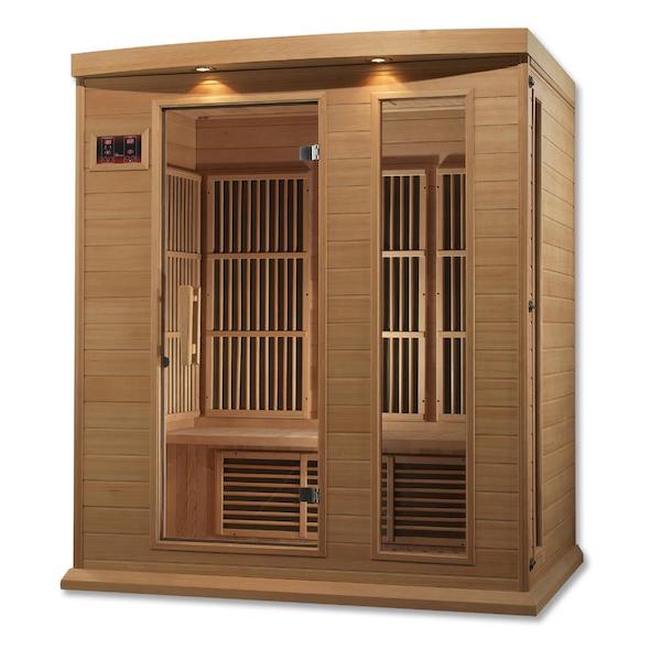 Maxxus 3-Person Low EMF FAR Infrared Sauna - glass door handle