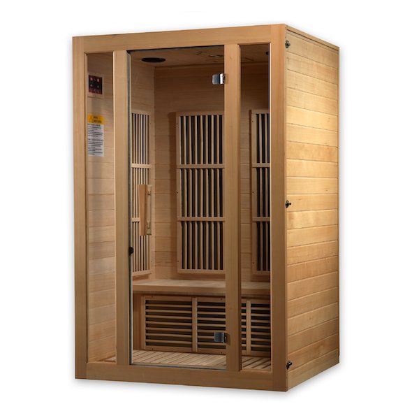 Maxxus Seattle 2-Person Low EMF FAR Infrared Sauna - glass door with wooden handle