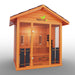 Medical Nature 8 Plus Outdoor Infrared Sauna - a wooden sauna with a glass door