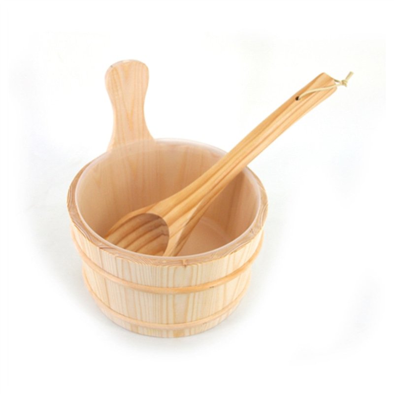 Outdoor Canadian Red Cedar Wood Wet Dry Sauna - Sauna Ladle and bucket