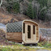 Outdoor Rustic Cedar Square Sauna – 4 Person – Sauna placed outside with forest background