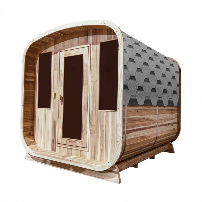 Outdoor Rustic Cedar Square Sauna – 4 Person – 4.5 kW UL Certified Electric Heater -