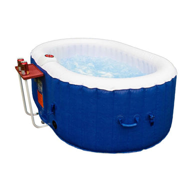 Oval Inflatable Jetted Hot Tub with Drink Tray and Cover - 2 Person - 145 Gallon - Dark Blue -