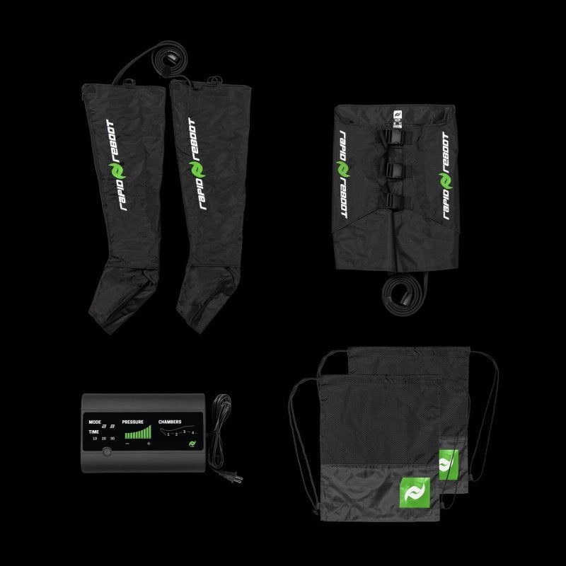 Rapid Reboot Classic Double Pack Hips & Boots Compression - all parts laid out with black background