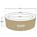 Round Inflatable Jetted Hot Tub with Cover - diagram with sizes. 