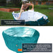 Round Inflatable Jetted Hot Tub with Cover - woman folding the hot tub and a photo of actual product 