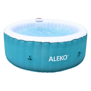 Round Inflatable Jetted Hot Tub with Cover - 4 Person - 210 Gallon - Light Blue and White 