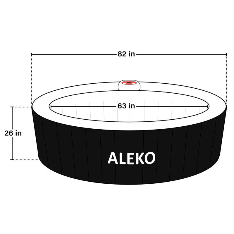 Round Inflatable Jetted Hot Tub with Cover - diagram with sizes 