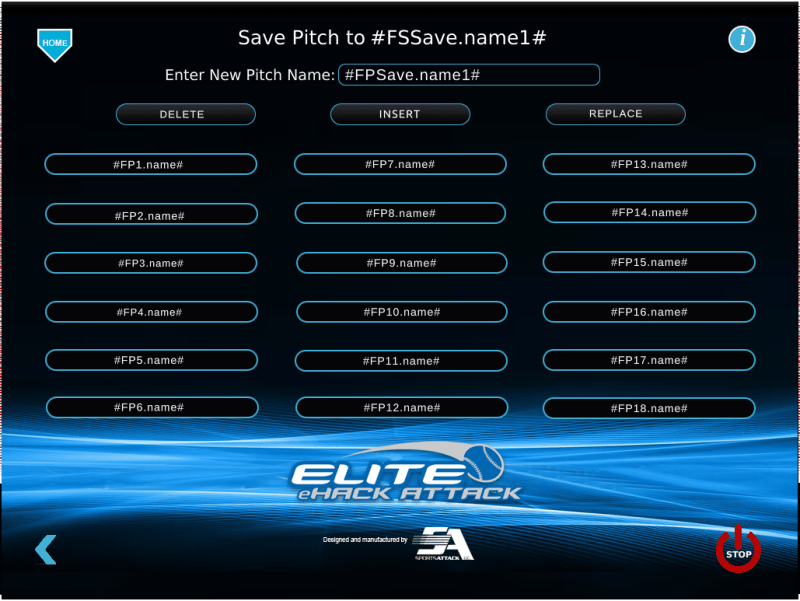 Sports Attack Elite eHack Attack Baseball Pitching Machine - display screen with various texts and numbers