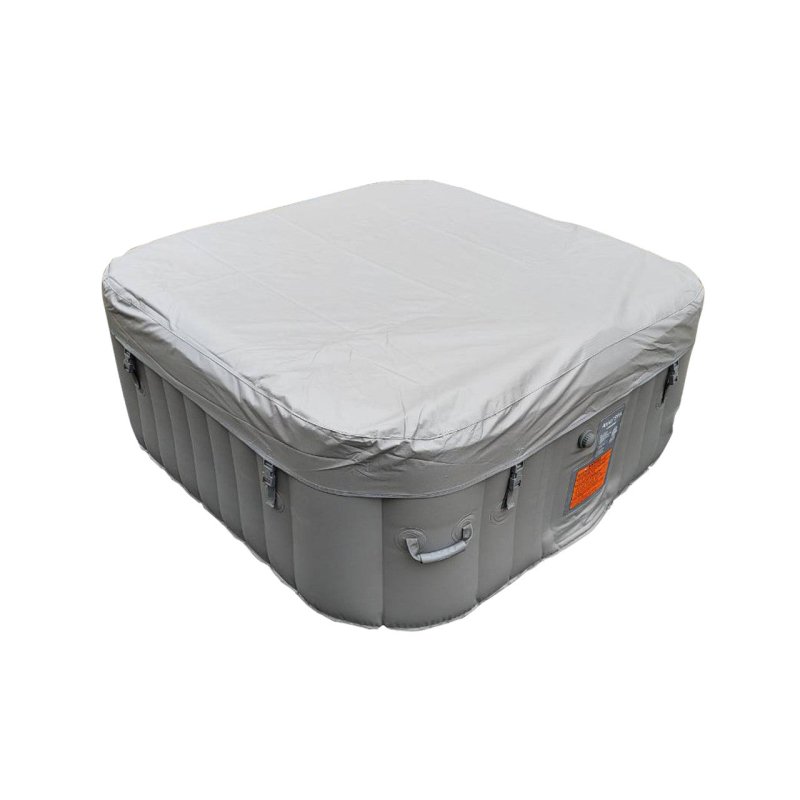 Square Inflatable Jetted Hot Tub with Cover - actual product phto with cover.