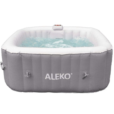 Square Inflatable Jetted Hot Tub with Cover - 4 Person - 160 Gallon - Gray