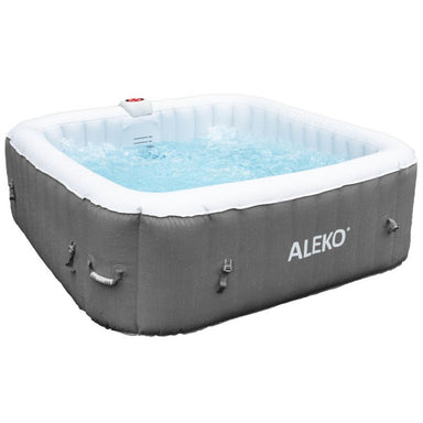 Square Inflatable Jetted Hot Tub with Cover - 6 Person - 265 Gallon - Gray -