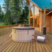 Wood-Fired Hot Tub and Ice Bath placed outside the balcony