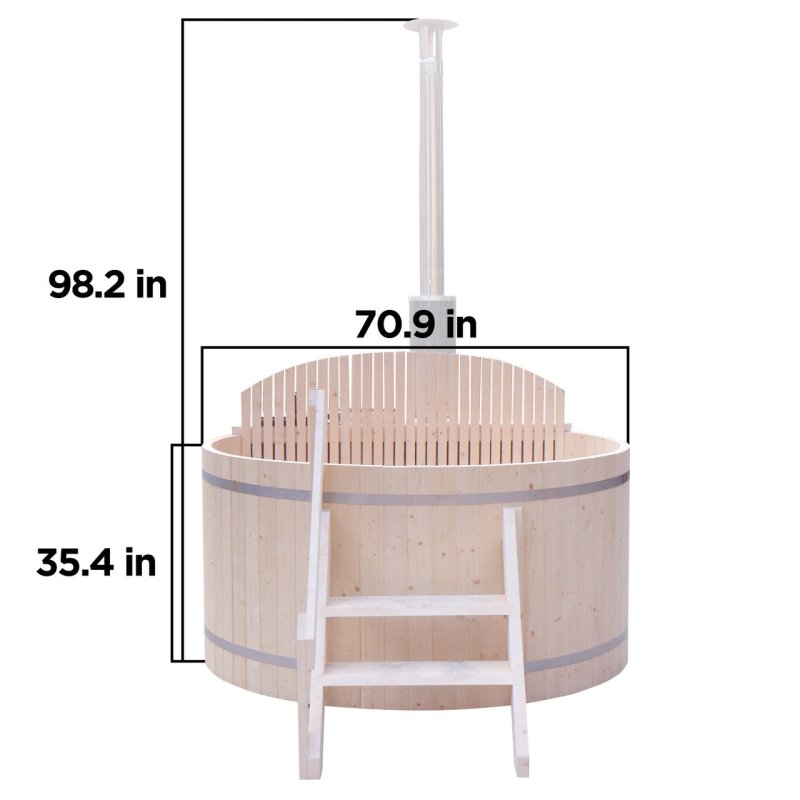 Wood-Fired Hot Tub and Ice Bath with Internal Stove – actual photo front view